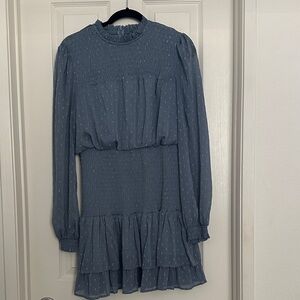 Aqua Smocked Textured Top in Slate Blue